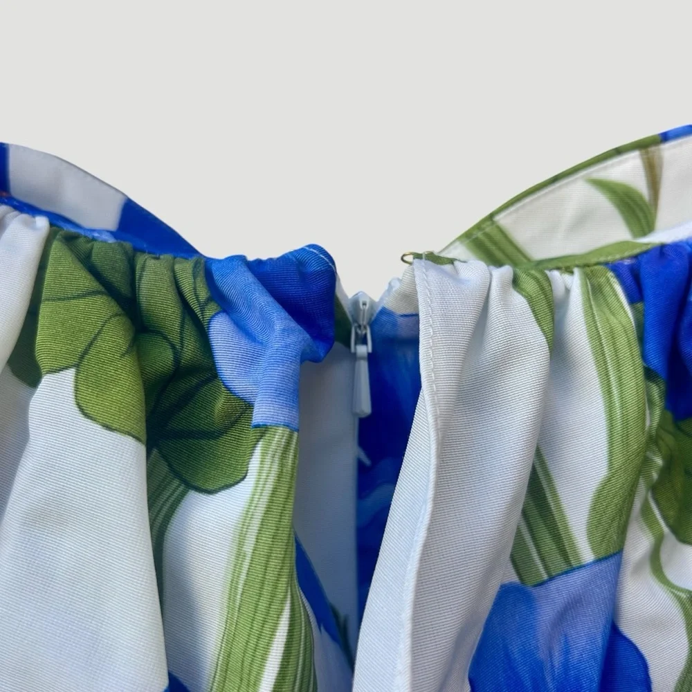 Borgo de Nor Giovanna Blue Floral Off Shoulder Maxi Dress US 2 Wedding Guest - Picture 11 of 14
